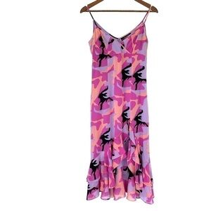 Nicole Miller midi dress, empire waisted with ruffled hem in a silk blend